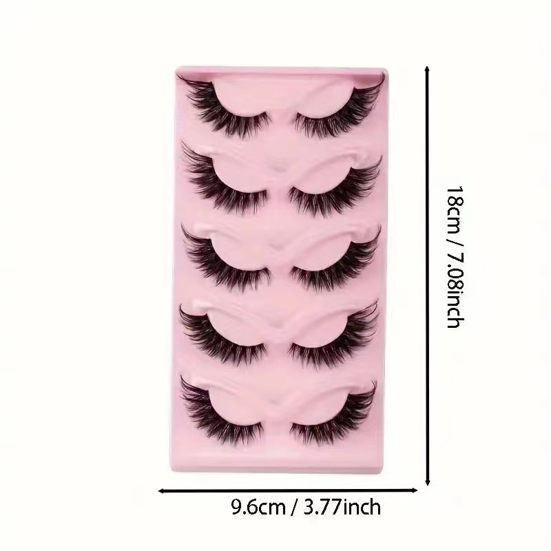 High Quality Makeup 5 Pairs Cat False eyelashes with transparent stems
