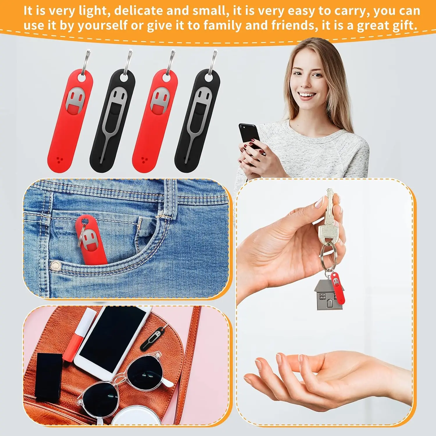 SIM Card Removal Tool with Case Sim Card Tray Opening Tool Eject Pins Needle Opener Ejector for iPhone 16 15 IPad Samsung Xiaomi