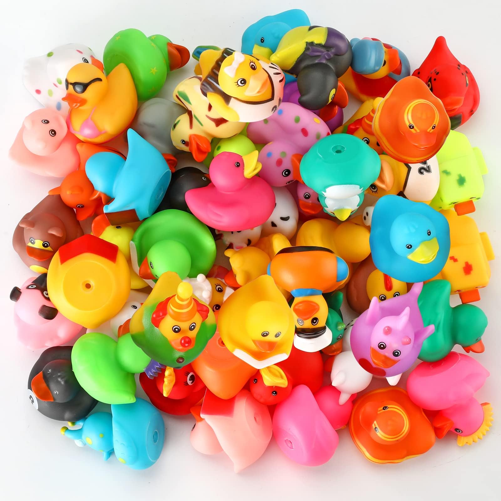 2 inch Assortment Rubber Duck in Bulk,100-Pack Assorted Mini Duck Toy for Ducking Cruise Ship,Floater Duck for Kid Bath Toy Gift