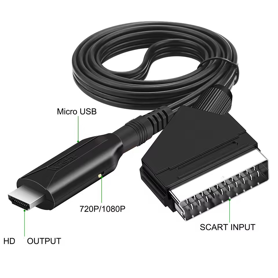 Совместимый с Scart в HDMI кабель-переходник аудио-видео 1 м, кабель-переходник для HDTV DVD STB, аксессуары Plug and Play