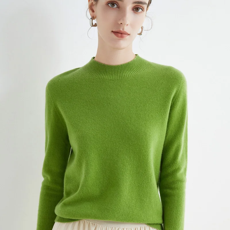 First-Line Ready-To-Wear Wollpullover Damen Loose Half Rollkragenpullover Frühling und Herbst Basic Style Simple Bottoming Top
