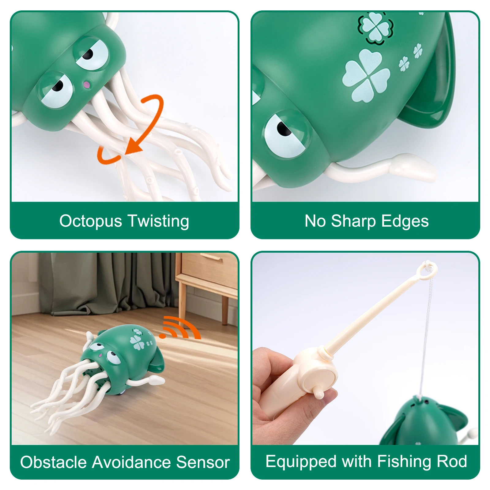 Dancing Squid Kids Electronic Pet Toys Interactive Development Toys Induction Lying Flat Squid with Light&Music Tummy Time Gifts