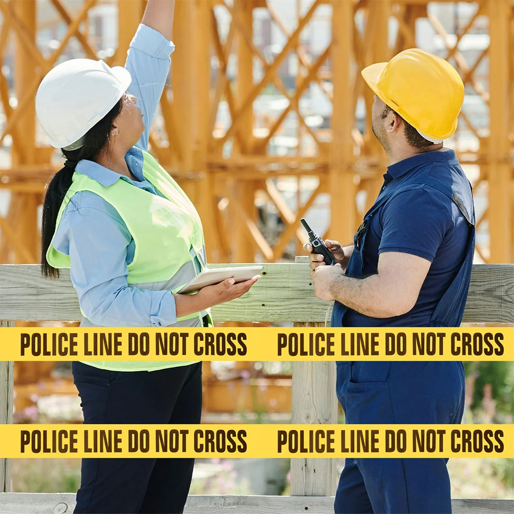 2 Pcs Yellow Black Police Line Do Not Enter Tape Security Cordon Barricade Safety Fence Caution Construction Traffic