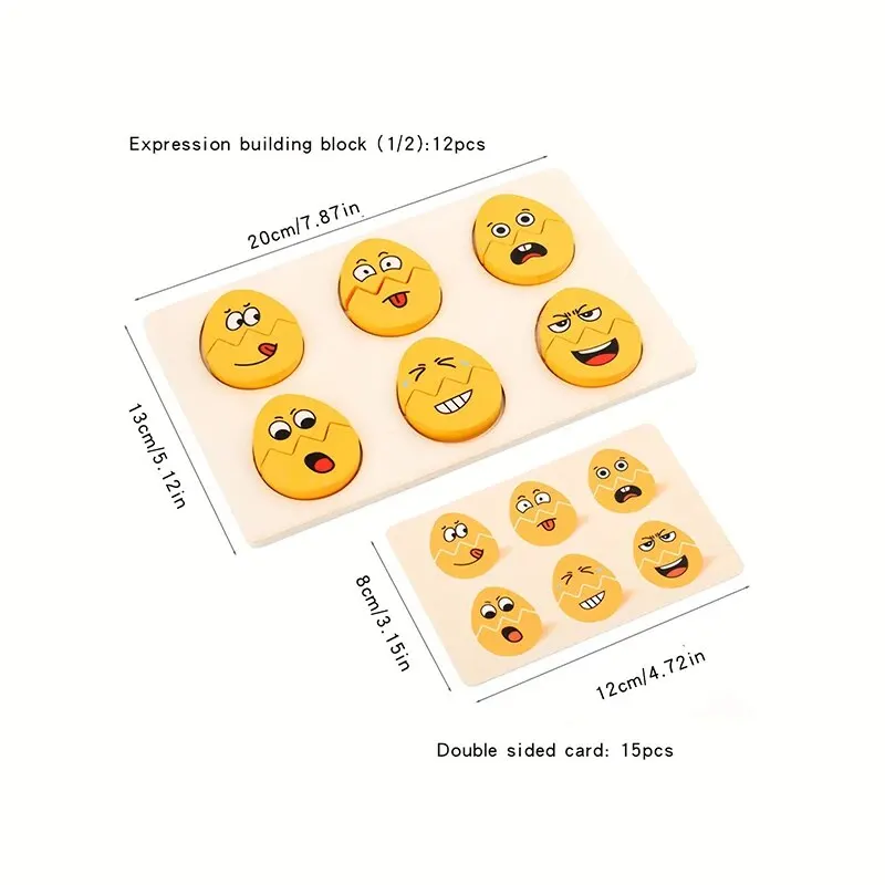 ไม้ Expressions รูปไข่ Montessori ของเล่นสําหรับเด็กวัยหัดเดินเด็กก่อนวัยเรียน DIY ไม้ของขวัญ Sensory ของเล่นเพื่อการศึกษา