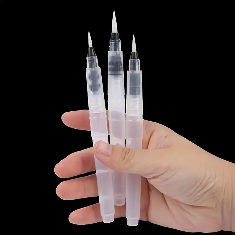3Pcs Refillable Water Brushes - Fine Tip for Watercolor, Lettering & Calligraphy | Portable Travel Art Supplies