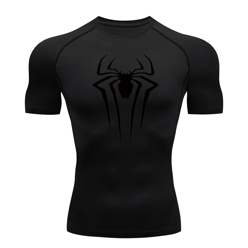 Spider พิมพ์เสื้อสําหรับชายฤดูร้อนแขนสั้น Rash Guard ออกกําลังกาย TShirt กีฬา Quick Dry Undershirts Tops
