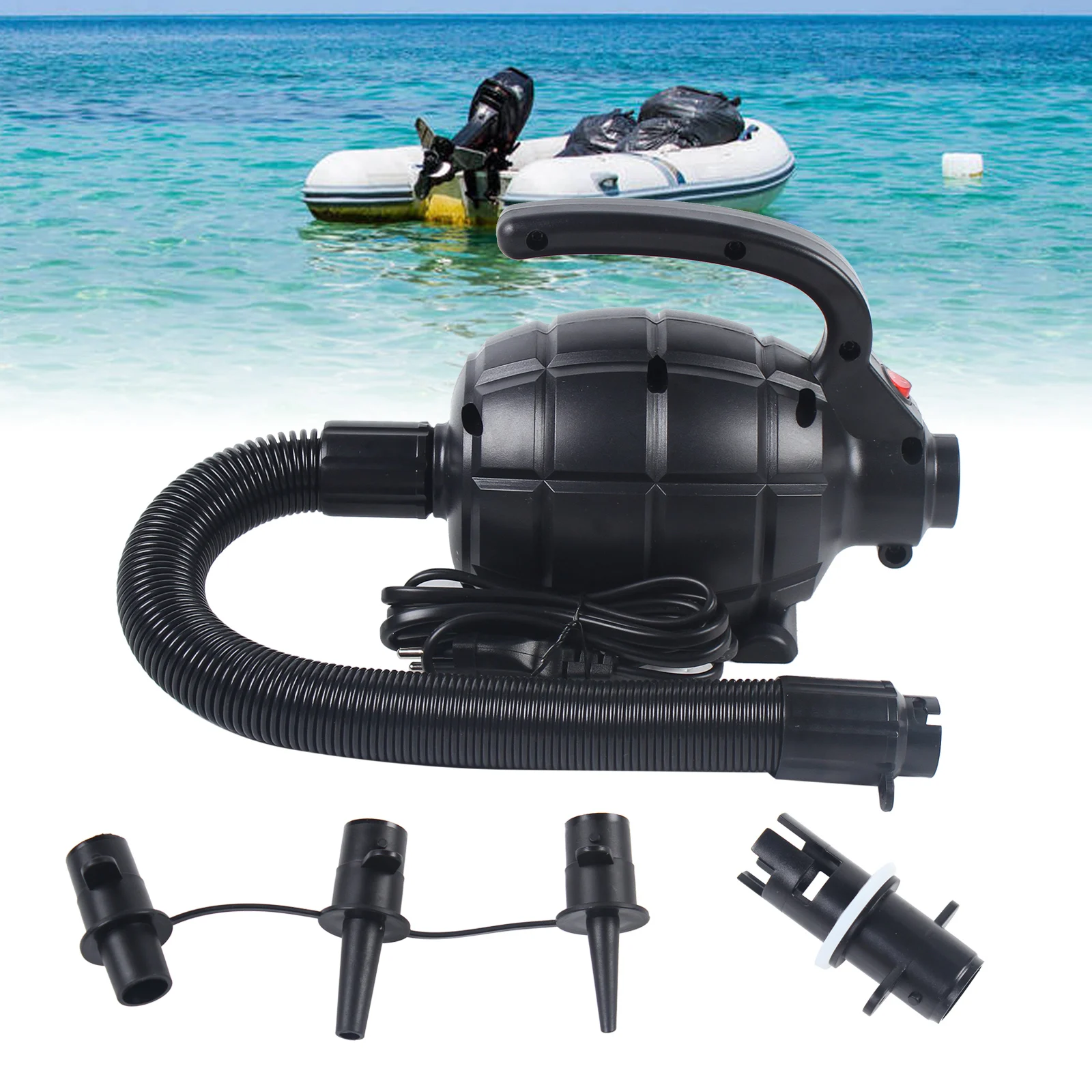Hochdruck-Luftpumpe, 1000 l/min, tragbar, elektrisch, 220 V, 600 W, mit 4 Düsen für Schlauchboote