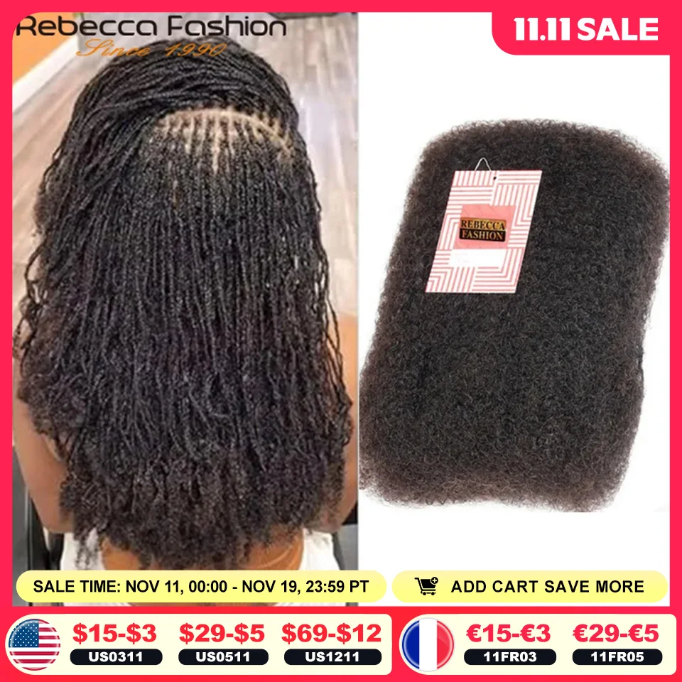 Cabelo afro crespo em massa para trança de extensões de cabelo – Rebecca leve, cores naturais para tranças africanas e roupas casuais QVR