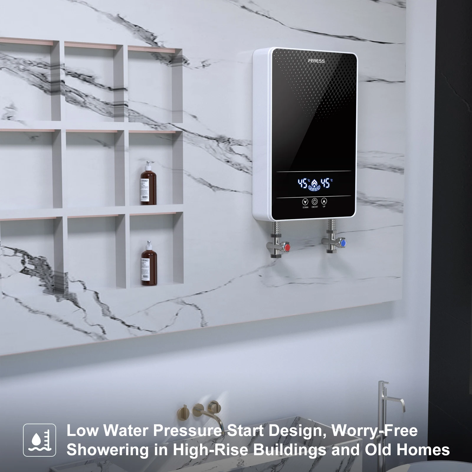 Calentador de agua eléctrico instantáneo sin tanque, calentador de agua para baño y ducha, 220V, 7000W, temperatura automática para el hogar y el Hotel