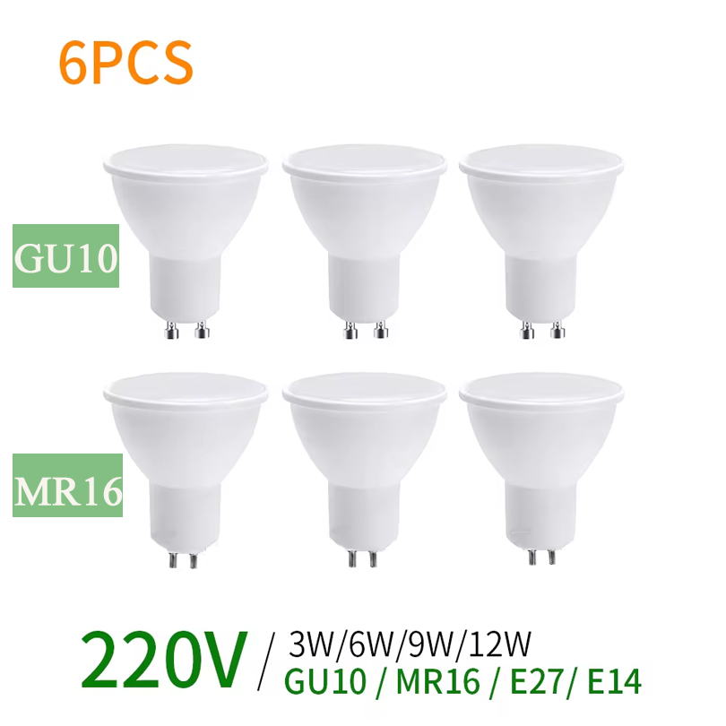 6PCS GU10 Led-lampe Licht 220V MR16 Mais Lampe E27 Spot Licht LED Bombilla Lampara E14 Birne Hause beleuchtung 3W 6W 9W 12W led-lampe