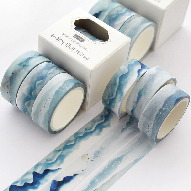 Blue ocean washi tapes decorative adhesive tape solid color washi tape set diary masking tape scrapbooking diy stickers