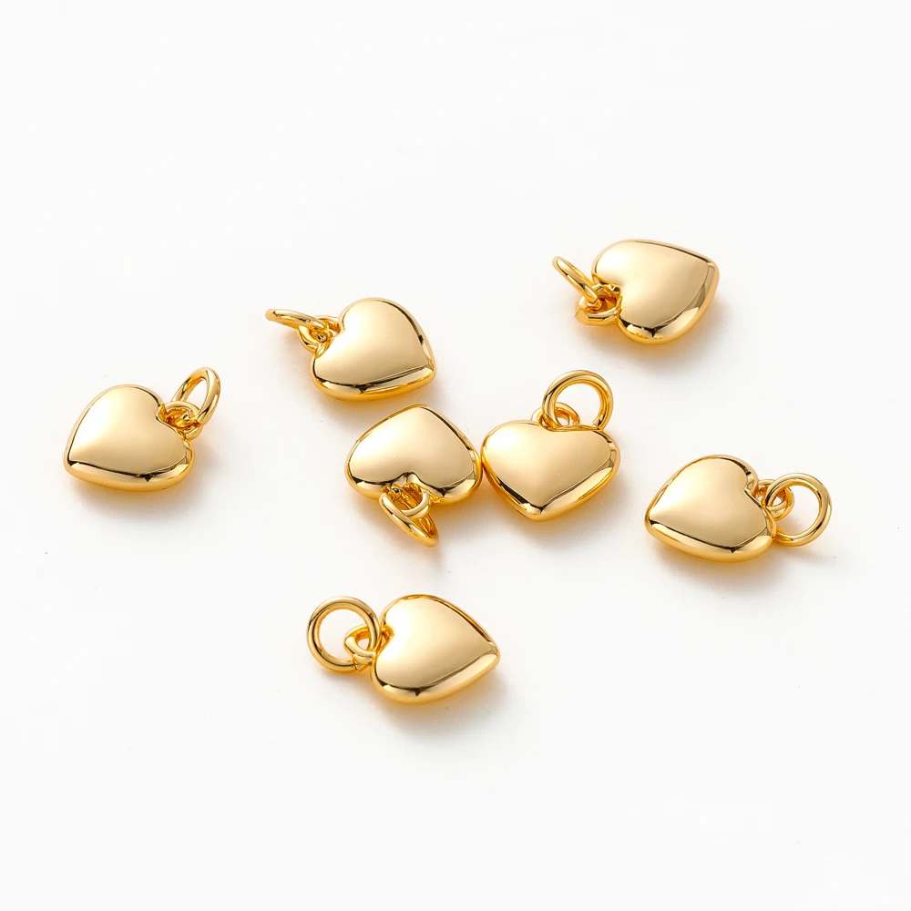 4 ピース/ロット 14 K 18 K ゴールドメッキハートチャームとジャンプリングネックレス作成用品固体愛のペンダント DIY ジュエリーアクセサリー