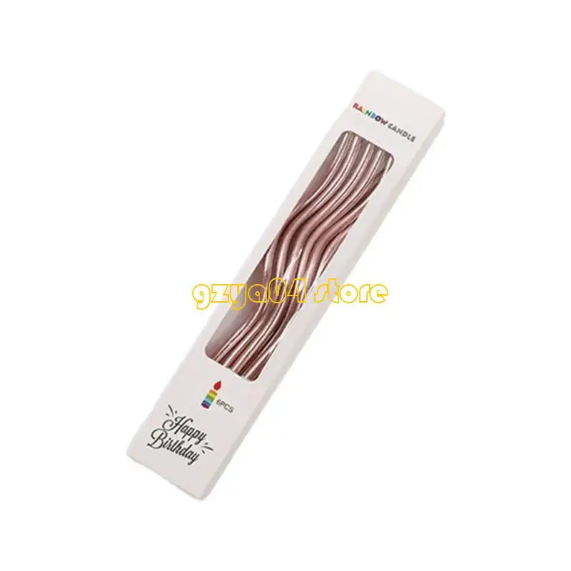 K3KD 6pcs Multiguna Curved Multicolor berlapis ornamen lilin