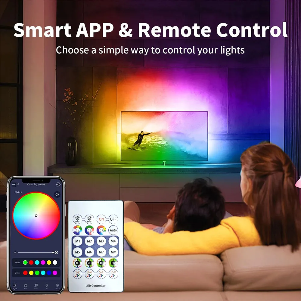 Lampada a striscia al neon 5V RGBIC Lampada a striscia al neon Bluetooth 1/2/3/4/5M Lampada a striscia flessibile a LED utilizzata per la decorazione della parete della stanza