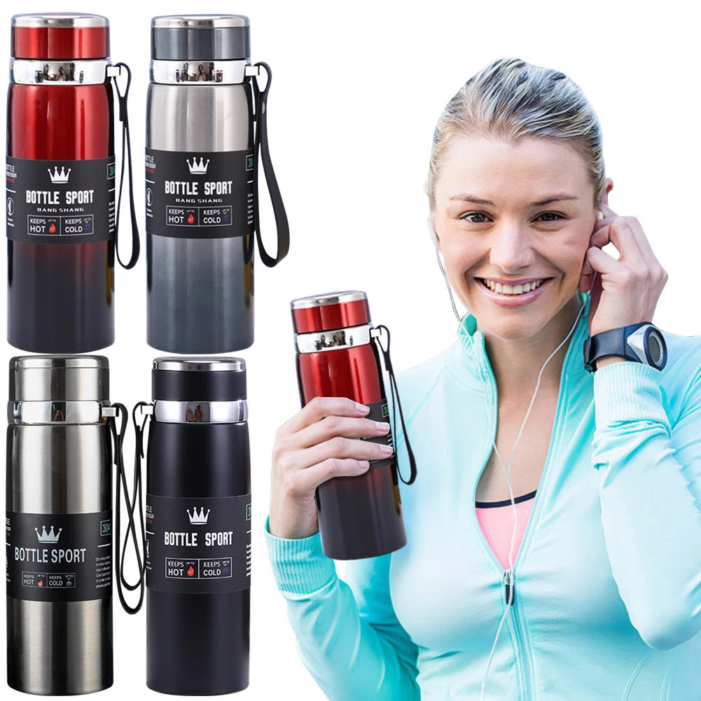 Garrafa de água térmica de aço inoxidável, Mantenha frio e quente, Frascos de vácuo para chá e café, 1L