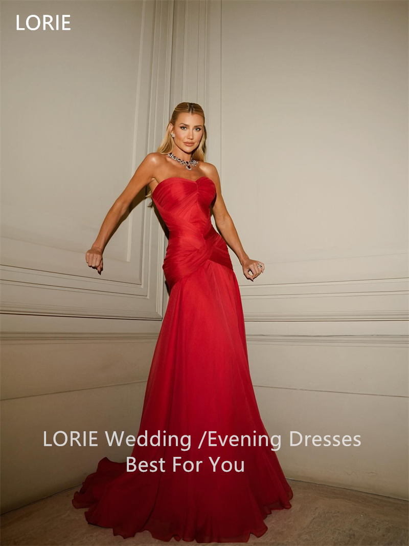 LORIE สีแดงชุดเดรสเมอร์เมดเซ็กซี่ชั้นความยาวแขนกุดเจ้าสาวชุดราตรี Elegant ชุดเจ้าสาวที่กําหนดเอง