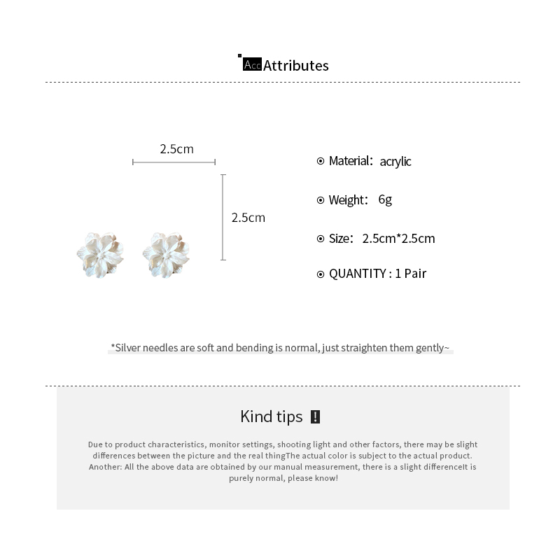 여성을위한 아크릴 흰색 동백 꽃 스터드 귀걸이 패션 기질 Fairycore 귀걸이 파티 웨딩 쥬얼리 도매