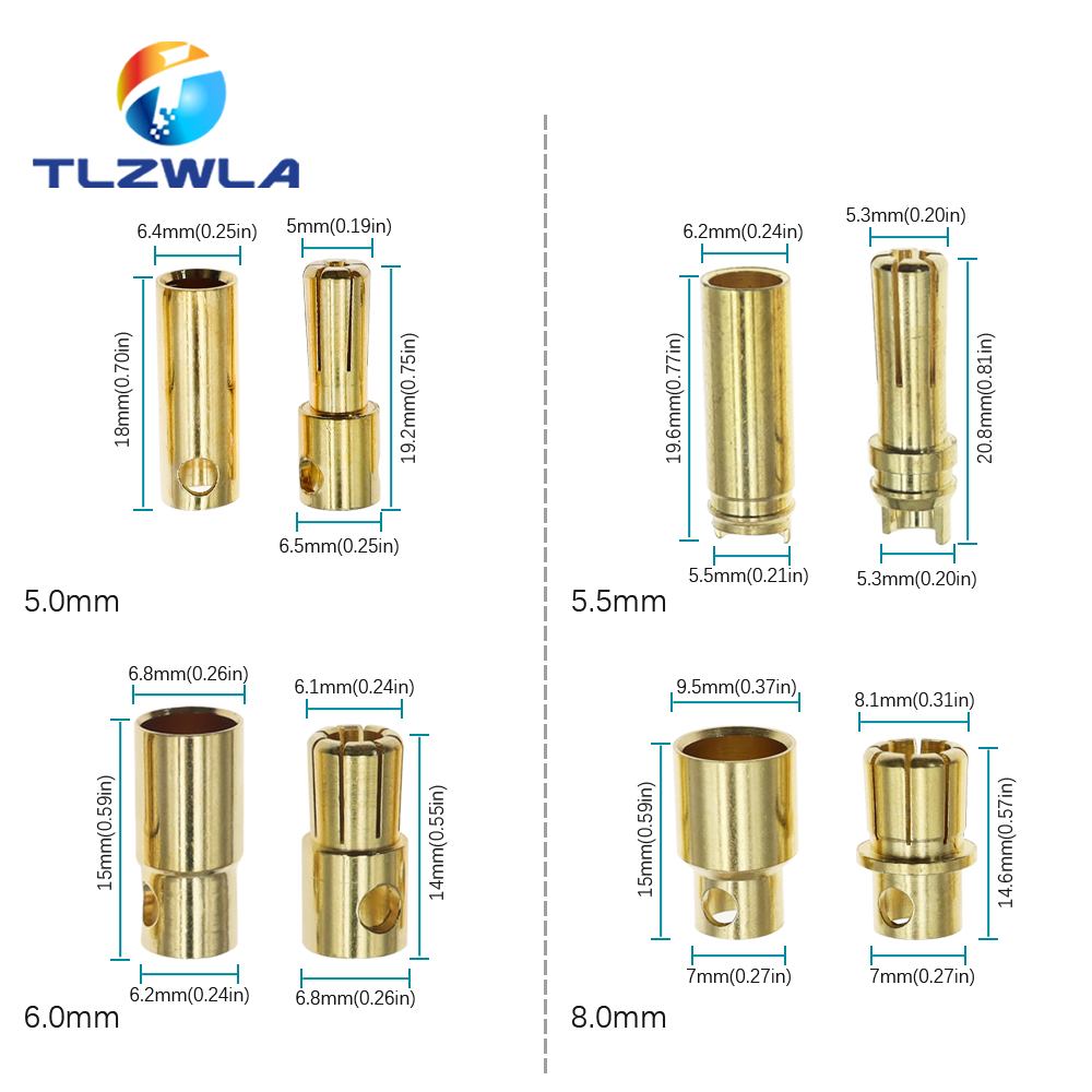 2 ミリメートル 3 ミリメートル 3.5 ミリメートル 4 ミリメートル 5 ミリメートル 5.5 ミリメートル 6 ミリメートル 8 ミリメートル RC バッテリー金メッキ弾丸バナナプラグ高品質男性女性弾丸バナナコネクタ