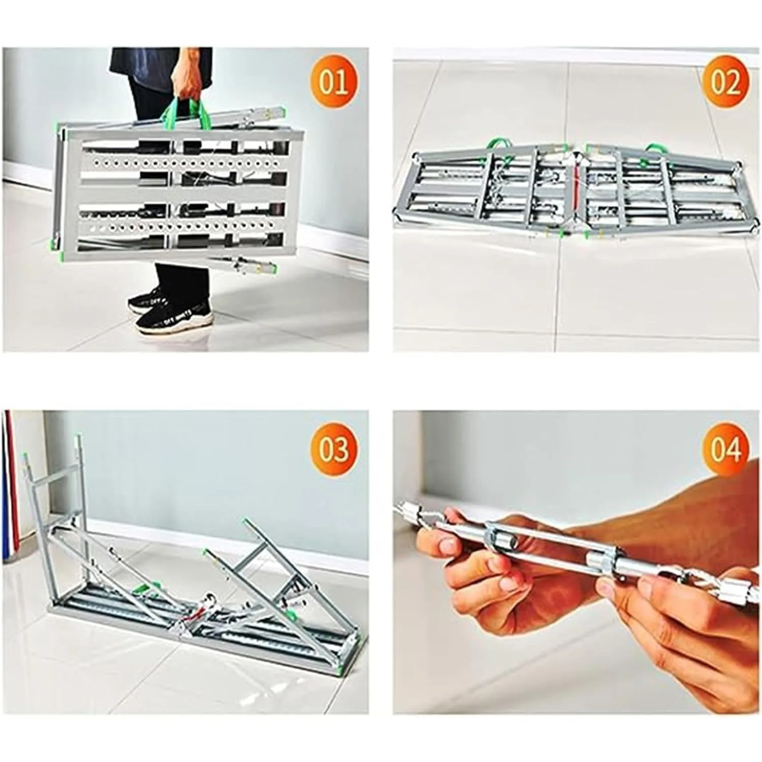 Adjustable Height Portable Folding Scaffolding Multipurpose Work Platform Scaffold Maximum Load 400 Lbs Step Ladders(200cm/6.5ft