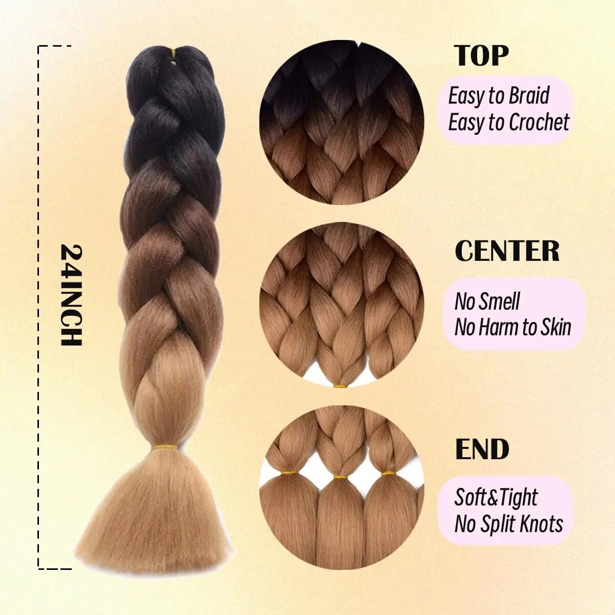 24 Polegada ombre jumbo trança de cabelo para crochê torção caixa tranças arco-íris colorido torções tranças extensões de cabelo sintético