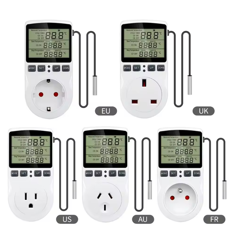 Termostato, enchufe de temporizador, controlador de temperatura digital, interruptor de temporizador, calefacción, refrigeración, CA 110V ~ 230V, regalo de Navidad y Halloween
