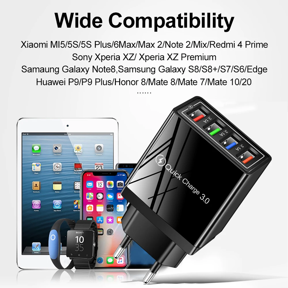 EU UNS Stecker USB Ladegerät Multi Port 4 USB Schnelle Lade Für Telefon Adapter Tablet Tragbare Wand Ladegerät Schnelle Ladegerät Für poco
