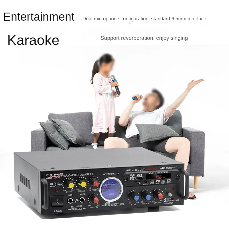 AMPLIFICADOR DE POTENCIA multifuncional con Bluetooth, dispositivo de inserción de tarjeta para el hogar, montado en el coche, alta potencia, HIFi, pequeño, profesional