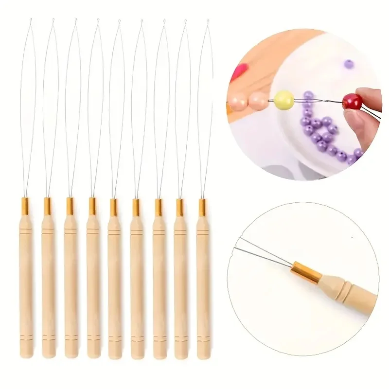 2-20 pces micro anéis loop ferramenta loop threader puxando agulha usado com alicate de cabelo e contas para ferramentas de extensão de penas de cabelo humano