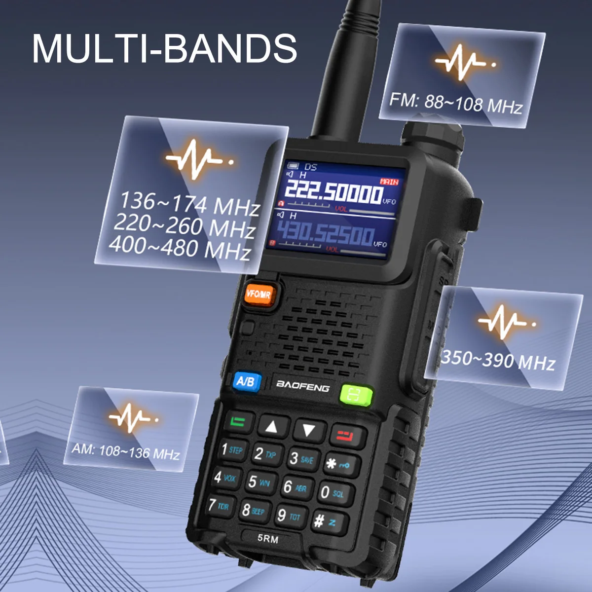 BAOFENG 5RM 2er-Pack Amateurfunk Handheld Hochleistungs-Zwei-Wege-Walkie-Talkies NOAA Wetterkopie Frequenz Outdoor Wandern Camping