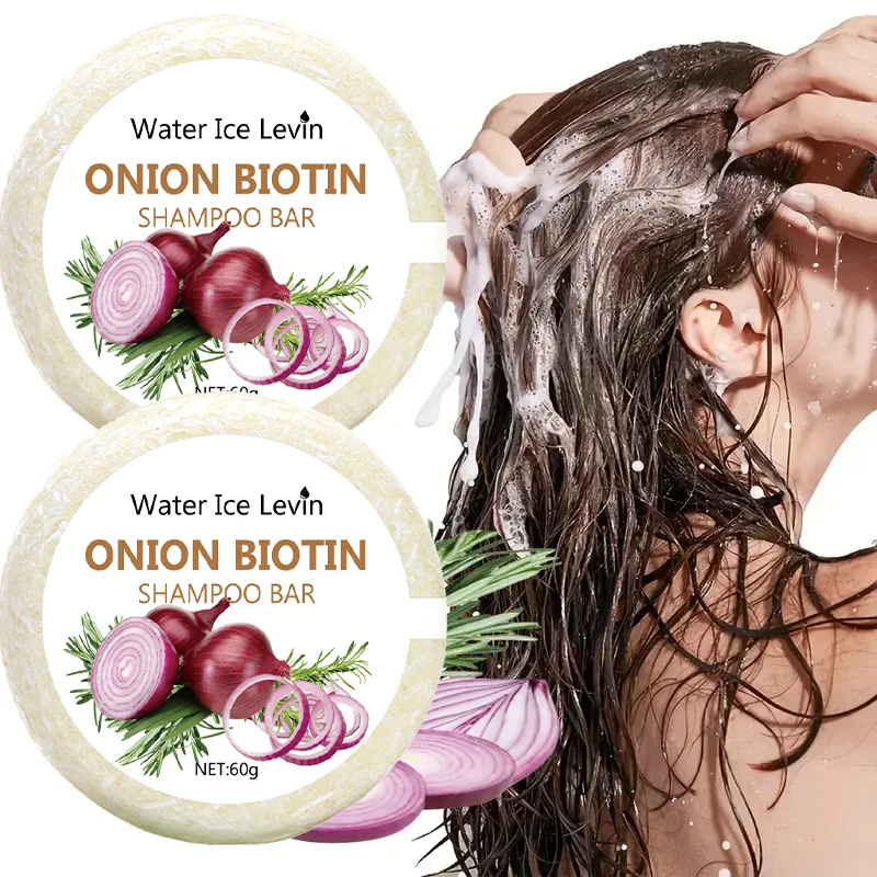 Onion and Biotin Shampoo Stick - 60g, Suitable for All Hair Types, Moisturizing and Smoothing, Rich in Rosemary Extracts