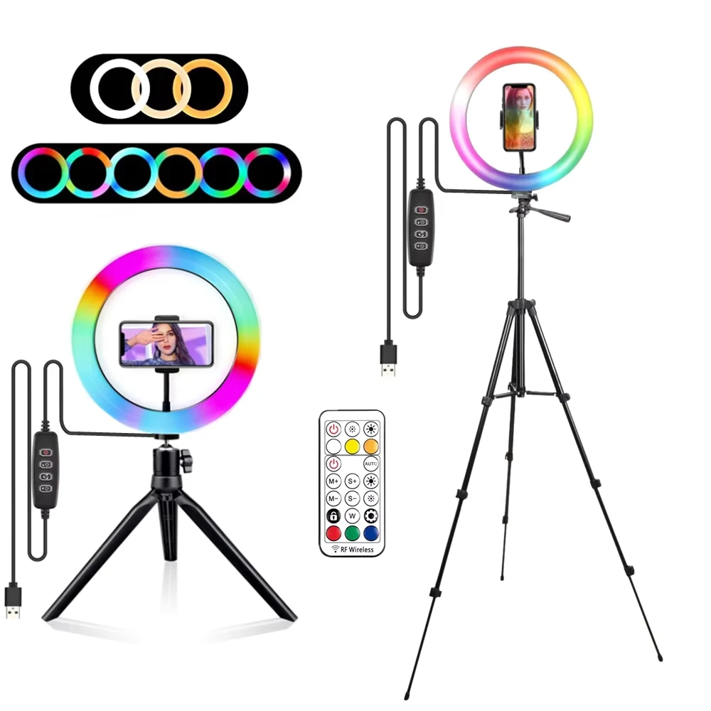 RGB Ring Licht Lampe Ring Runde Mit Fernbedienung Für Smartphone Mobile Led Video Licht Ring Machen Youtube Fotografische Beleuchtung