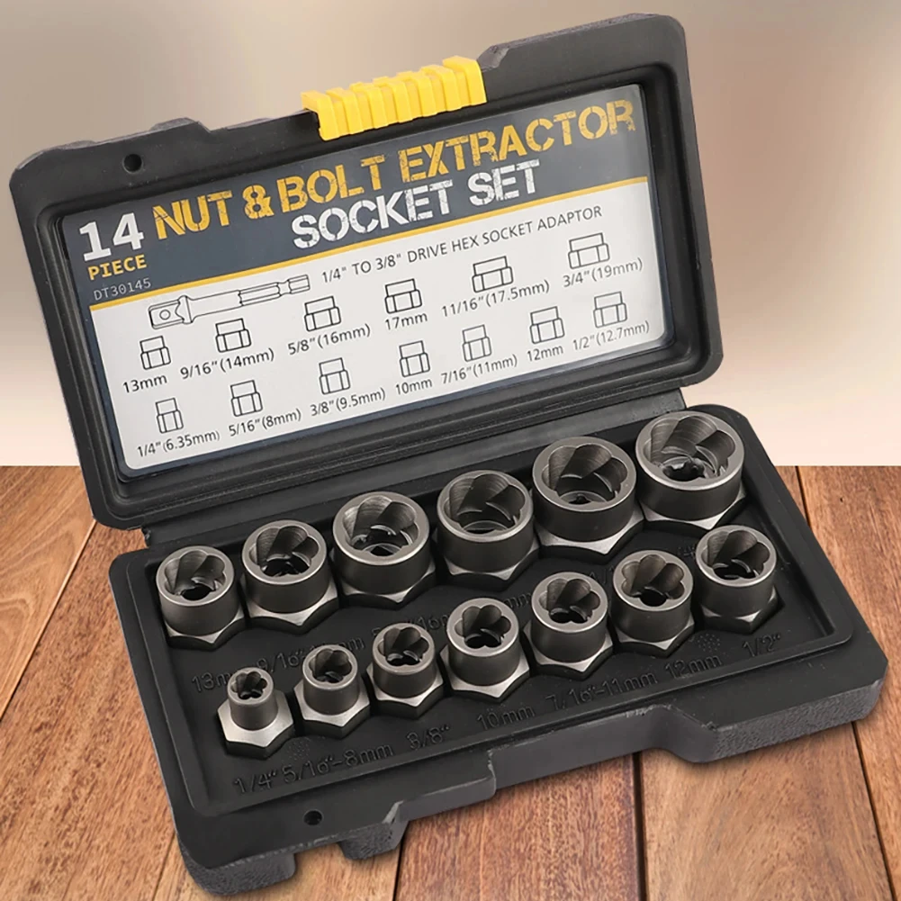 Jeu de dissolvant de boulons et d'écrous à percussion, 14 pièces, ensemble d'outils d'extraction de boulons en acier cr-mo avec mallette de rangement solide pour livraison directe industrielle