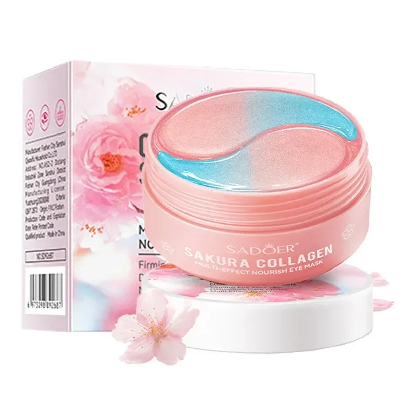 60 pçs sadoer sakura colágeno máscara de olho anti olheiras olhos sacos remoção hidratante endurecimento remendos para os olhos cuidados com a pele para os olhos