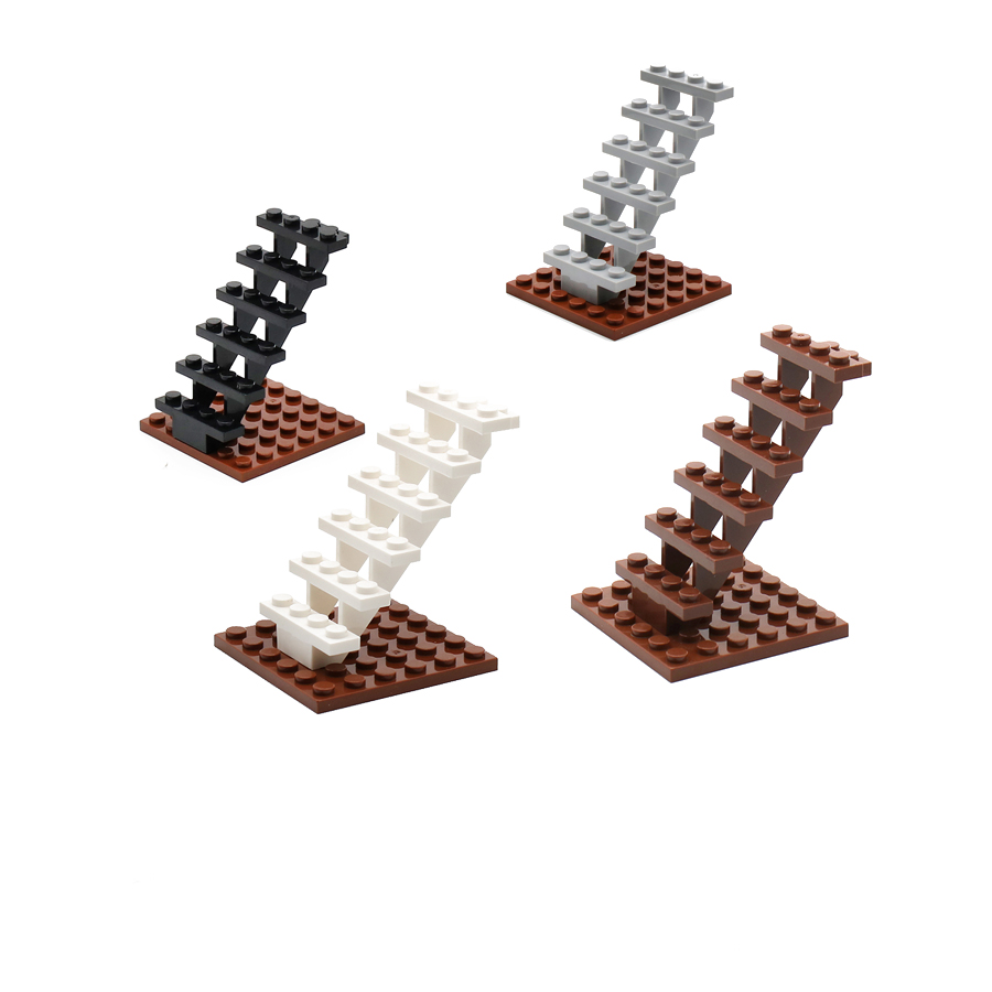 4pcs บันได MOC อิฐ 7x4x6 House บันไดตรงเปิด 30134 ขั้นตอนบันได Modular My City Building Block DIY อิฐของเล่น