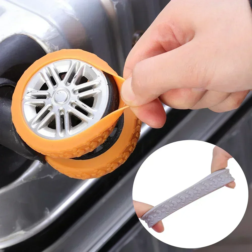8/24 pçs engrossar textura protetor de rodas de silicone para bagagem reduzir o ruído rodas de bagagem de viagem capa acessórios de bagagem