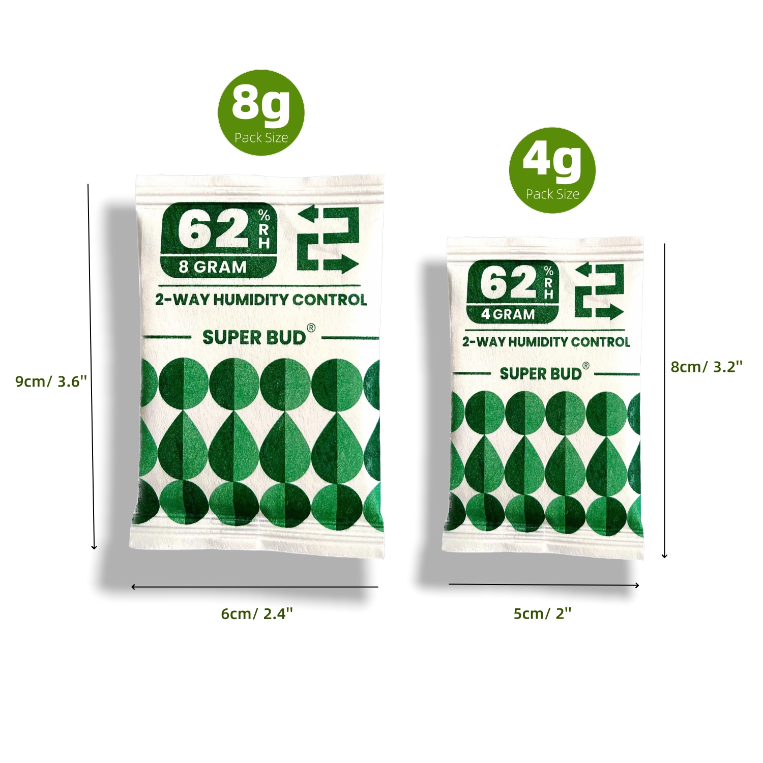 2-Way Humidity Control Packs Size 4g/ 8g, 62% RH Humidifier Packs Hydration Moisture Balancer Packet For Storage Herbs Flowers