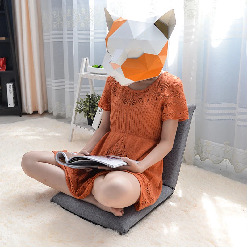 Home Office Floor Chair Folding Multiangle Portable Floor Seat with Adjustable Backrest, Low Folding Chair with Sponge Filling
