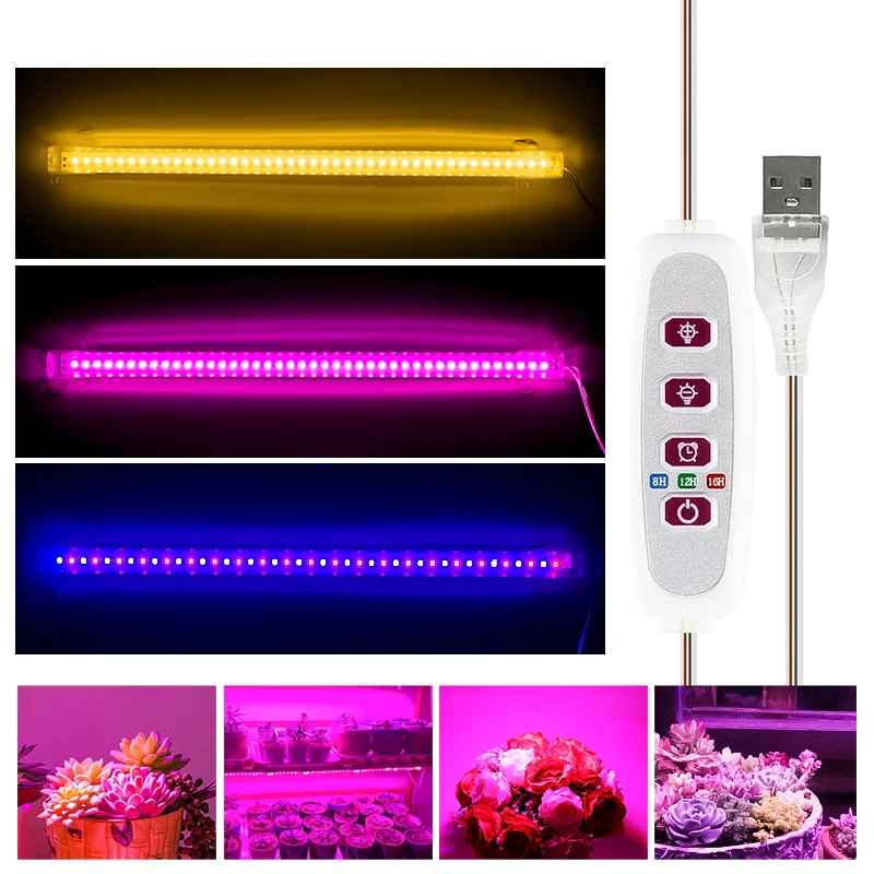LED植物ランプ,フルスペクトル植物ランプ,USB 5V,植物,花,温室,栽培,30cm, 1t,2t,3t,4t