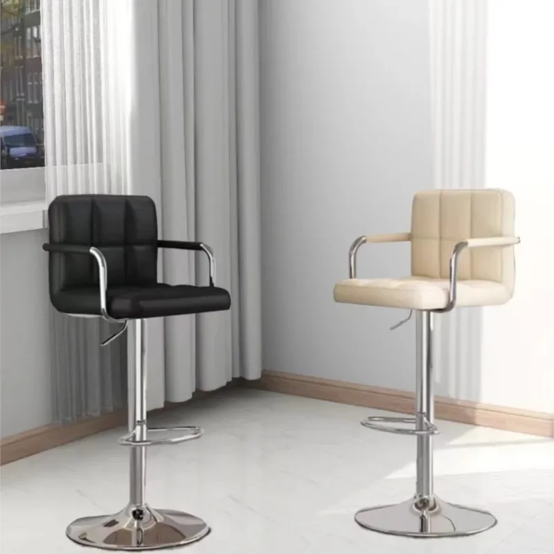 หนังสังเคราะห์เก้าอี้บาร์ยกเครื่องบันทึกเงินสดแผนกต้อนรับโมเดิร์นและMinimalistสตูลสูงพนักพิงหมุนสตูลสูง