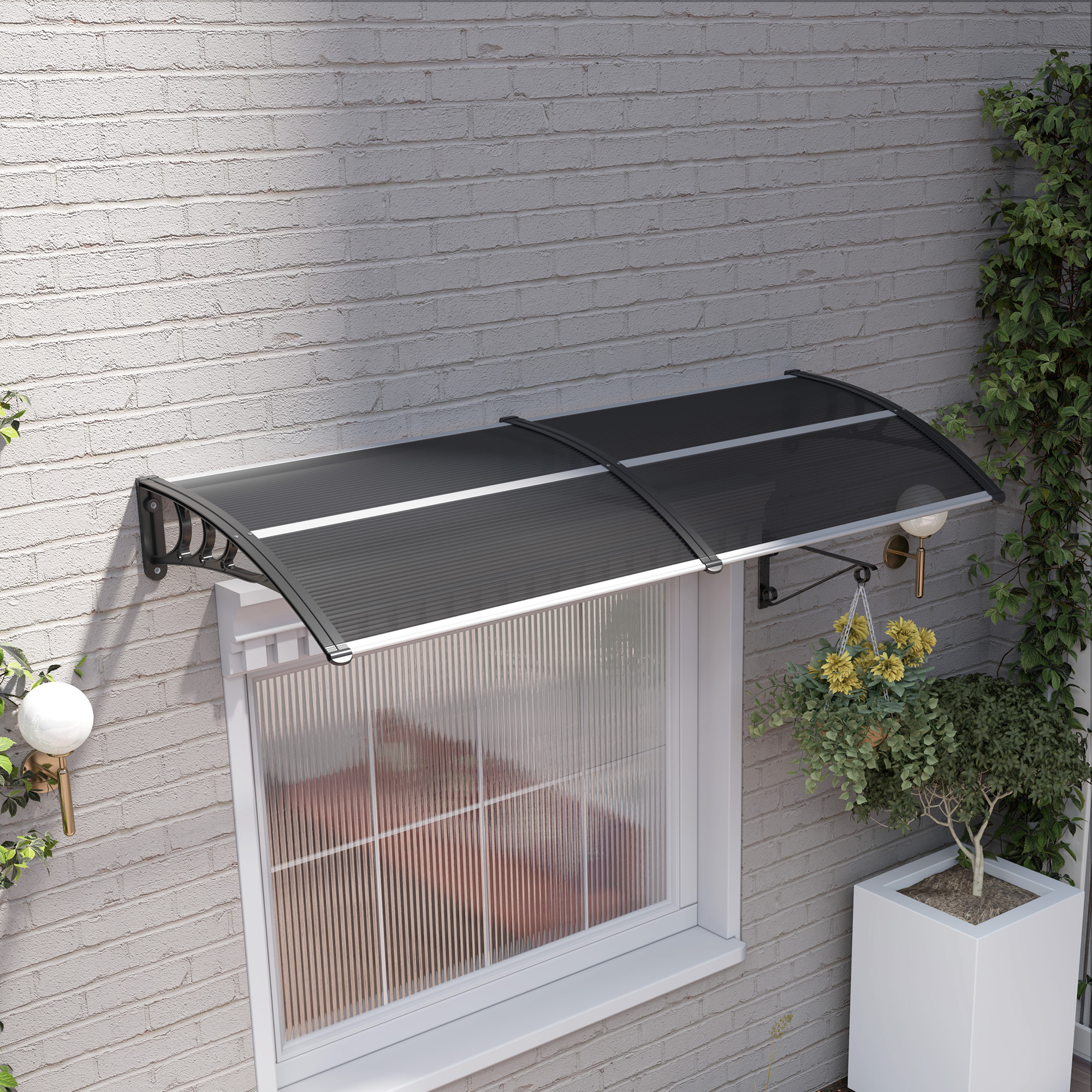 Outsunny Marquesina Exterior para Puertas y Ventanas Negro