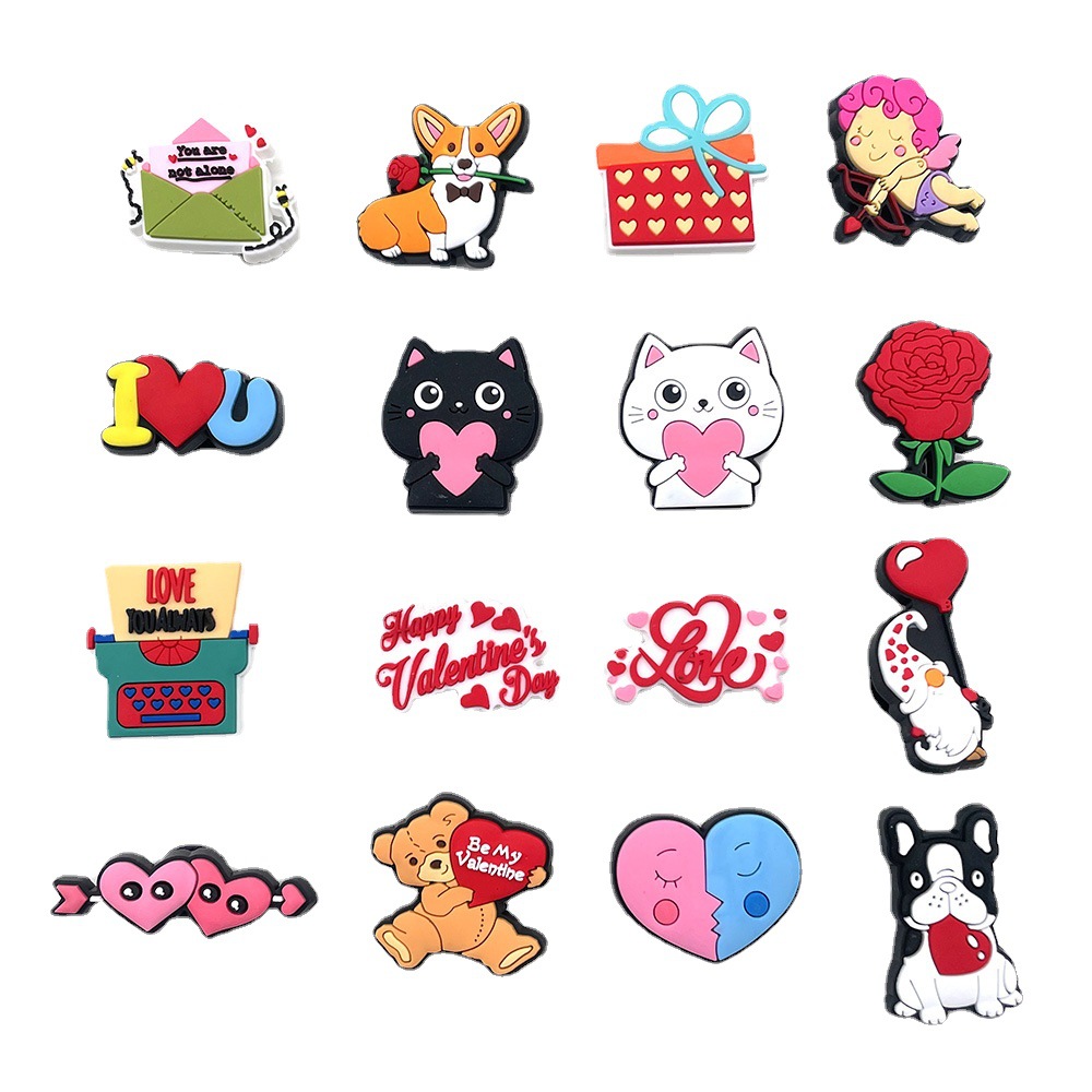 Новинка, 1 шт., обувь на День святого Валентина, подвески для крокодилов, значок «сделай сам», сабо, детские булавки, украшения, джинсы, аксессуары для обуви, рождественская оптовая продажа