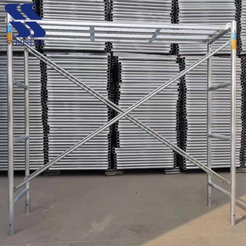 Quick Assembly Trapezoidal Scaffolding Frame with Ladder Access and Steel Planks for Worksite Safety