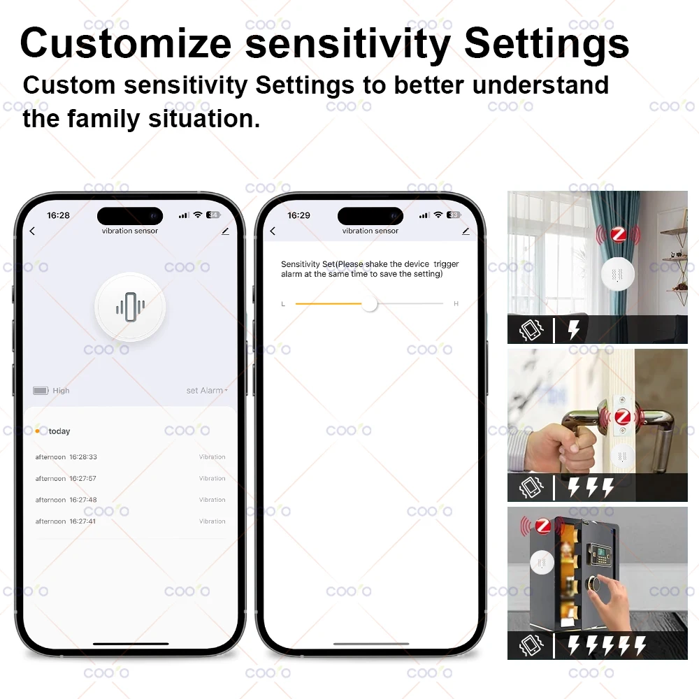 Tuya Zigbee Smart Trillingssensor Kanteldetectie Smart Life App Melding Real-Time Motion Shock Alarm Record