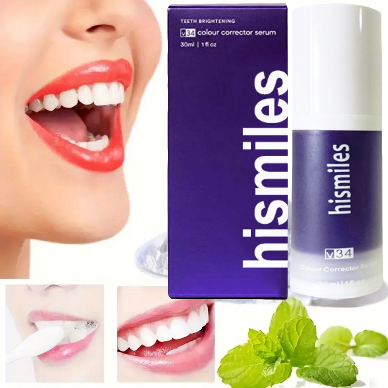 Pasta de dientes blanqueadora púrpura, limpieza profunda, eliminación de manchas, dentifrice, aliento fresco, elementos esenciales para el cuidado bucal para el hogar, vida diaria, 30ml