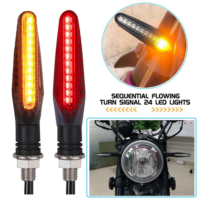 2PCS Motorcycle Turn Signal Light E11 Mark Built Relay 335SMD Turn Signals Indicator Flashing Light Blinker Universal M10 Bolt