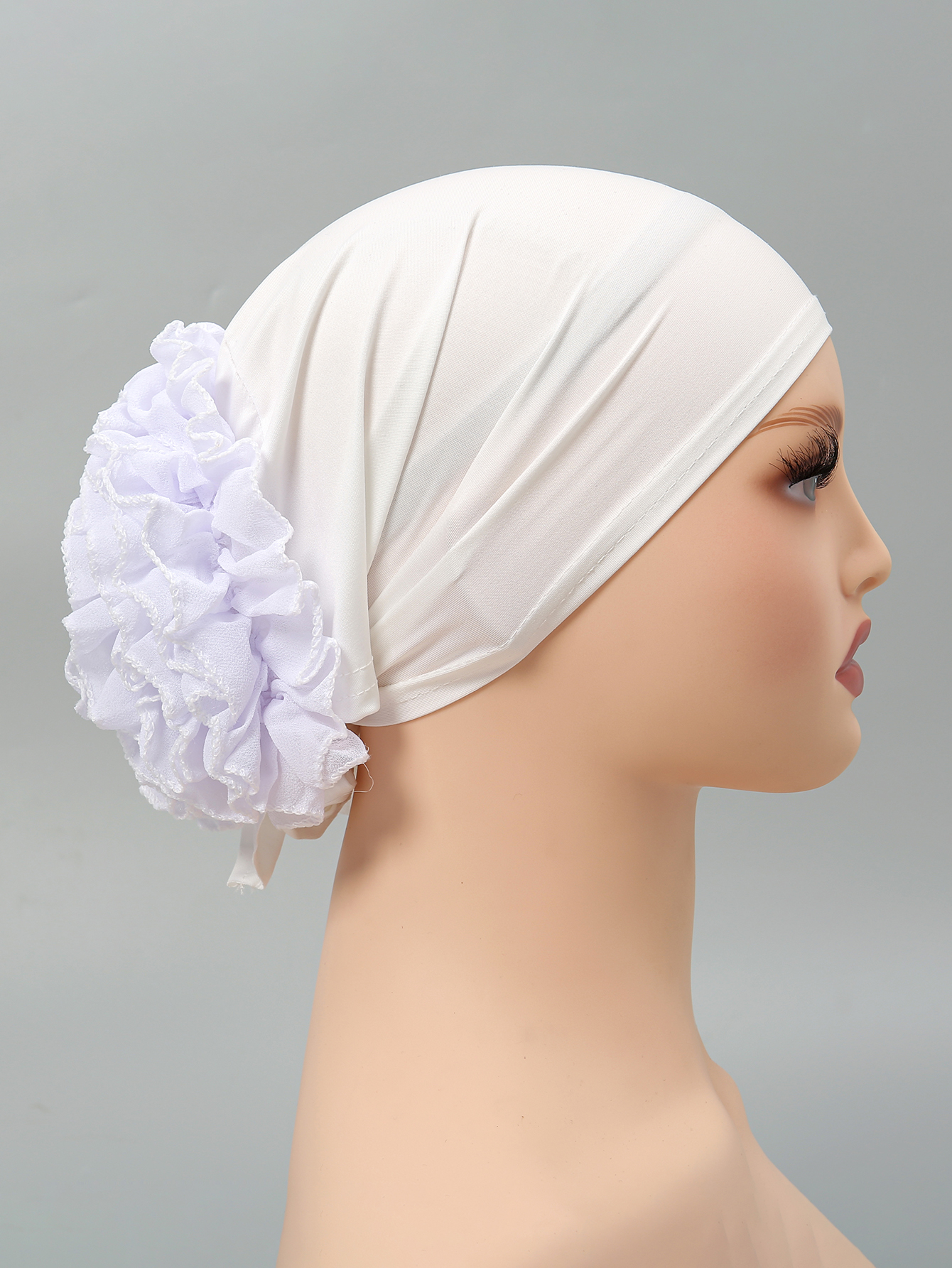 Muslimische Frauen Hijabs mit Spitze Chiffon Panhua Einfarbig Dünne Untere Hut Islam Kopf Wrapping Krawatte Zurück Turban Weibliche Stirnband