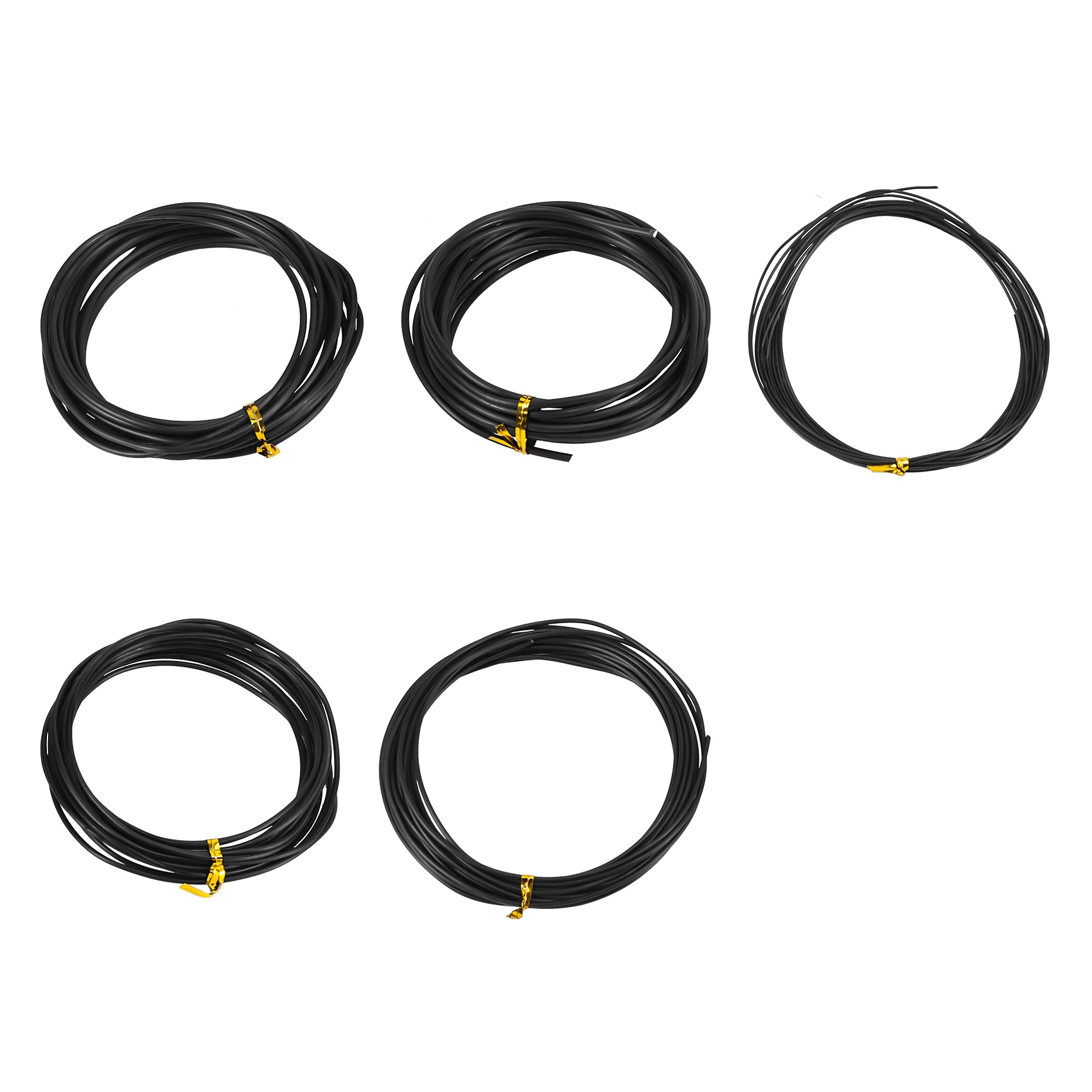 Anodized อลูมิเนียมบอนไซการฝึกอบรมลวด 5 ขนาด Set-1.0 มม.,1.5 มม.,2.0 มม.,2.5 มม.,3.0 มม.(147 ฟุตรวม)-เลือกสี (5 ขนาด,สีดํา)