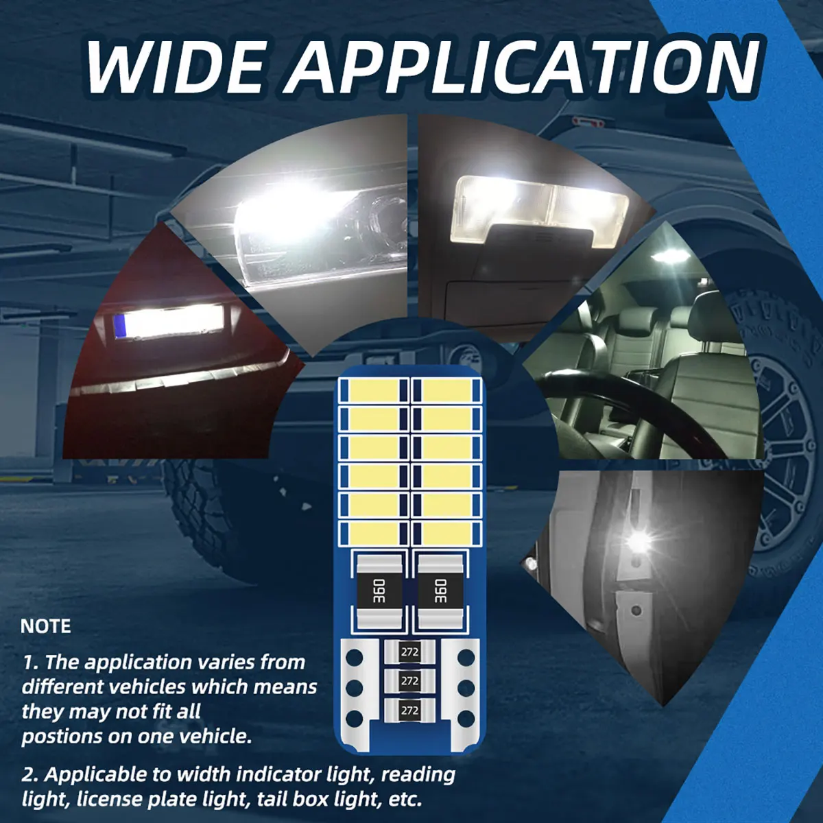 20 peças t10 w5w led canbus 3014 24smd sem erro 194 168 t10 led instrumento interior do carro lâmpada 12v universal branco 6000k