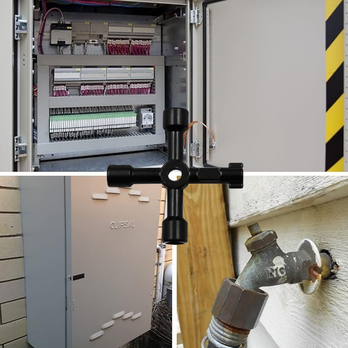 Multifunction 4 Ways Universal Triangle Wrench Key Plumber Keys Triangle for Gas Electric Meter Cabinets Bleed Radiators