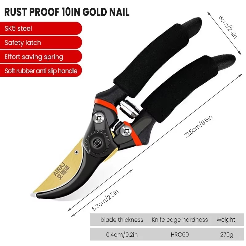 AIRAJ 1 pieza tijeras de podar multifuncionales herramientas de jardín podadoras manuales ultraafiladas de alta resistencia, tijeras profesionales de jardín